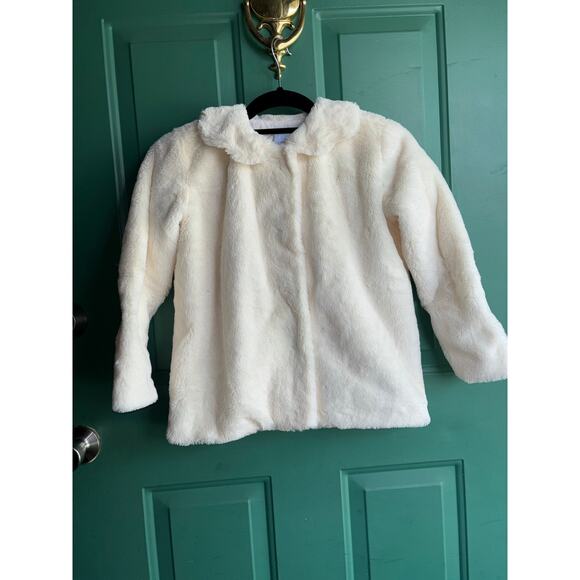 Bella Bliss size 10 Scalloped Collar Gretchen Coat Ivory Faux Fur - Picture 4 of 9